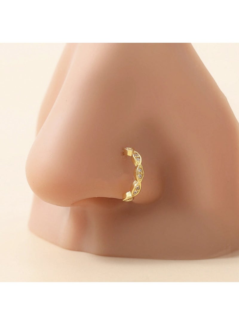 ڤيا ✨ طقم حلق أنف أنيق من 4 قطع بتصميم زهرة ومربع مجعّد للنساء - Image 2